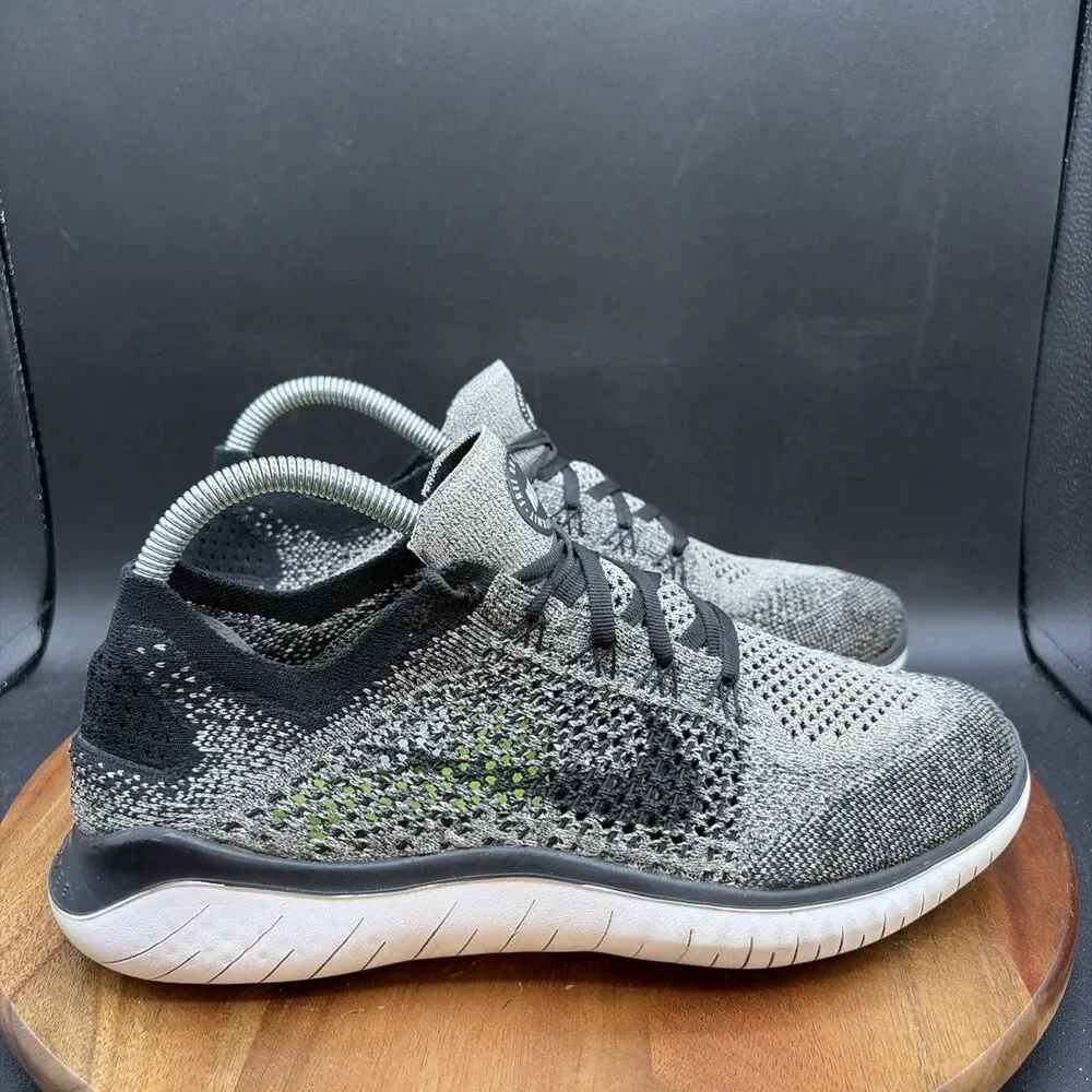 Nike Free RN Flyknit 2018 Men's Size 8 Running Shoes Black White Oreo
